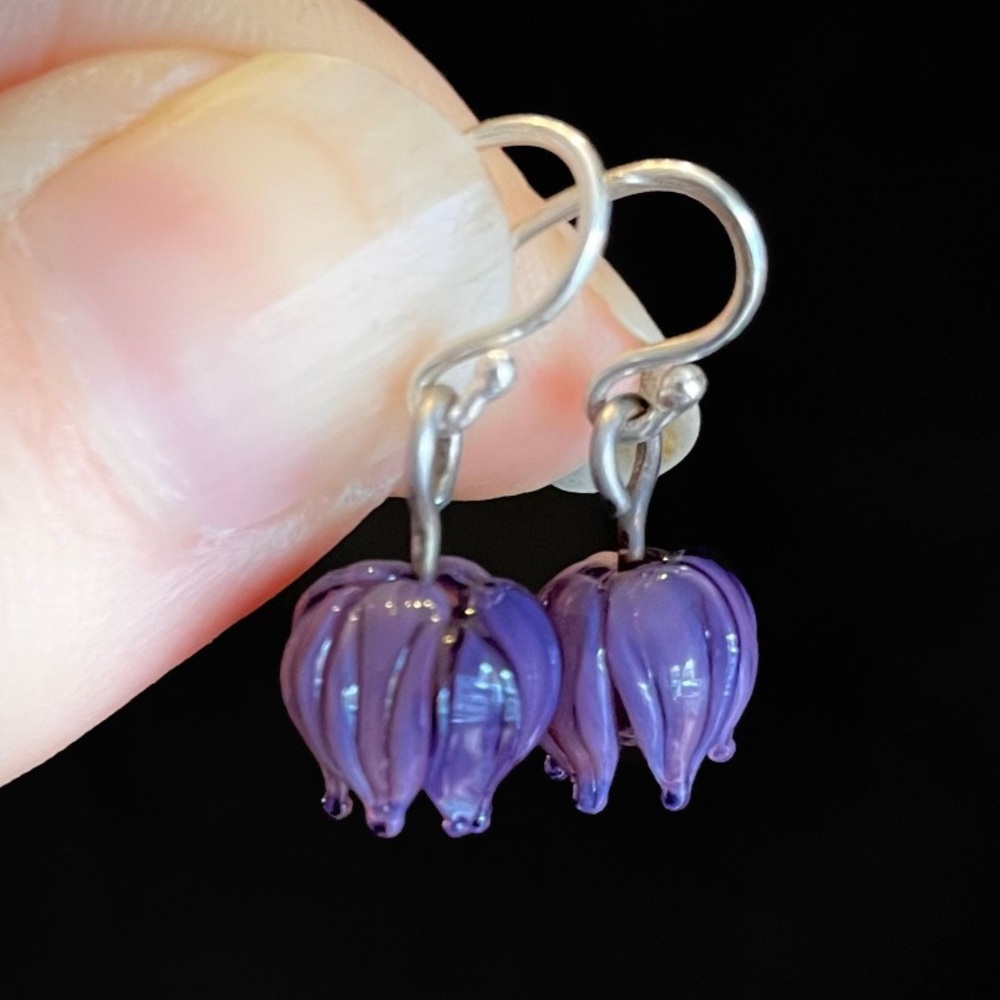 Mini Blossom Glass Earrings Purple